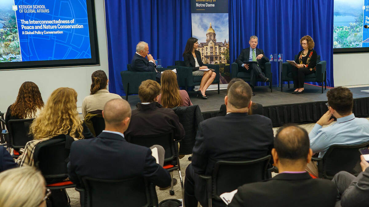 Policy Fellow Juan Manuel Santos speaking at a policy event.