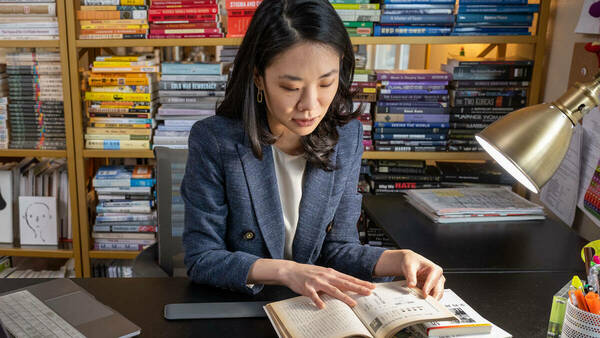 A Keough School faculty member conducting research