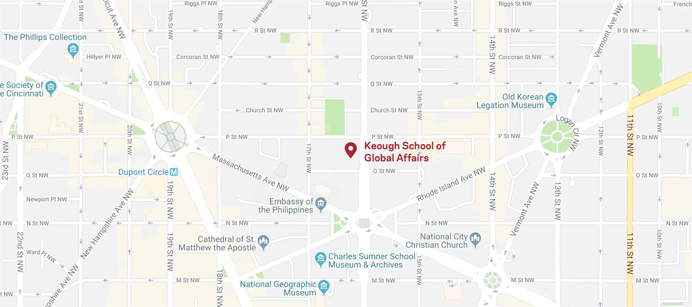 Map of the Keough School location in Washington DC