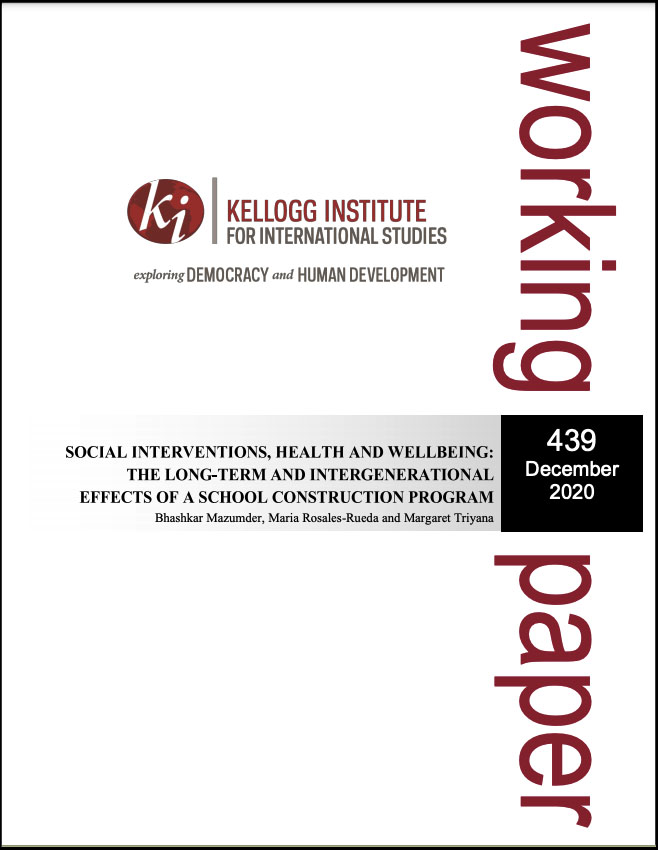 Cover image: Social Interventions, Health and Wellbeing: The Long-Term and Intergenerational Effects of a School Construction Program
