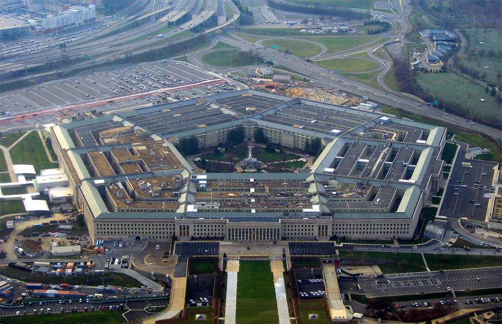 An aerial shot of the Pentagon in Washington, DC