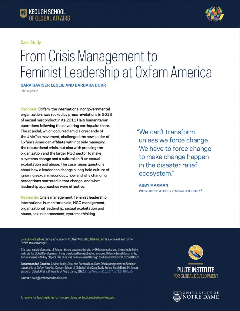 Cover image: From Crisis Management to Feminist Leadership at Oxfam America