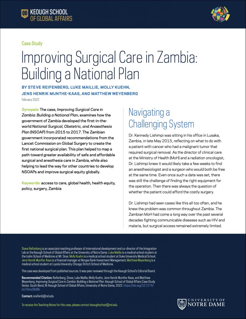 Cover image: Improving Surgical Care in Zambia: Building a National Plan