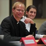 Father Robert A. Dowd, C.S.C., is pictured during a 2014 Notre Dame workshop on human dignity.