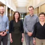 photo of four new faculty members at the Keough School of Global Affairs